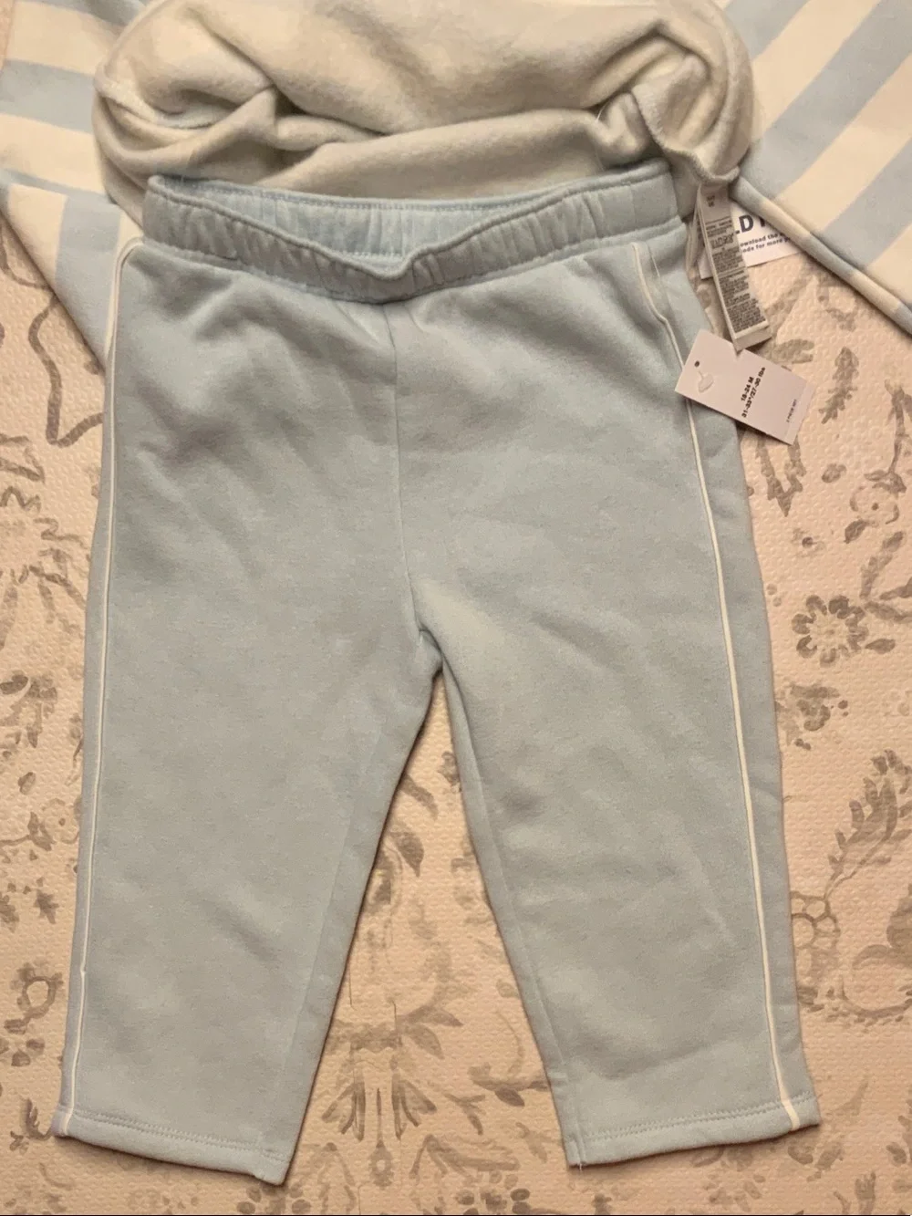 Old Navy Baby Blue and White Striped 2-Piece Matching Set